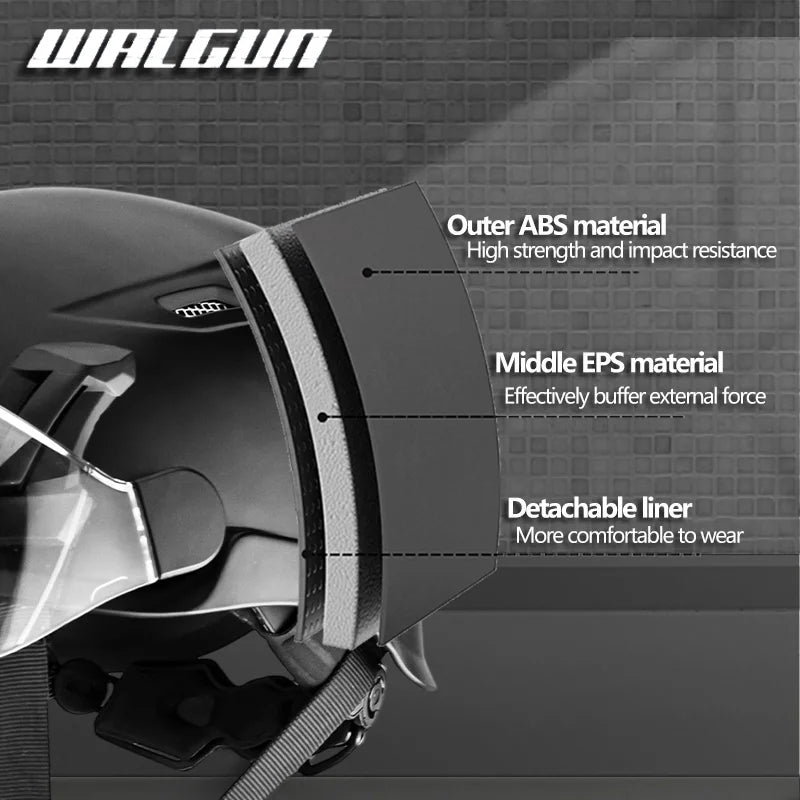 WALGUN K202 Construction Work Safety Helmet with Goggle Lens Visor Ear Protection Hat Electrician Work-at-height Climbing Helmet