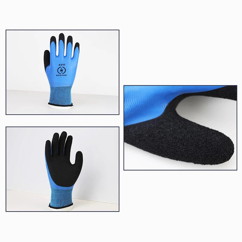 New 1 Pair Withstanding Voltage 1000V High Elasticity Glove Safety Protective Blue Electrician Insulating Gloves