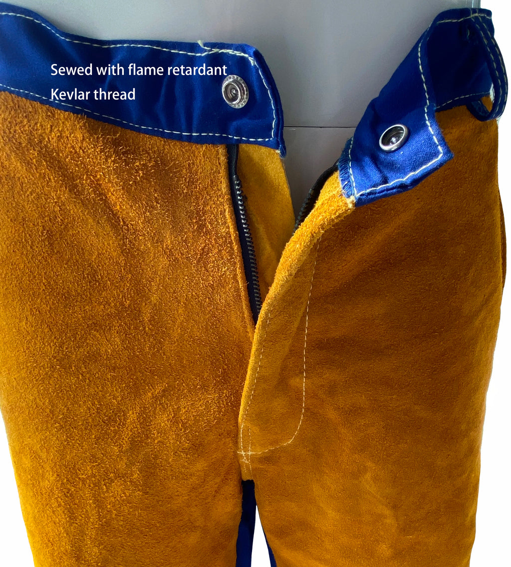 Fire Proof Welding Trousers Pants Split Cow Leather FR Cotton Welding Clothing Flame Retardant Welding Coverall