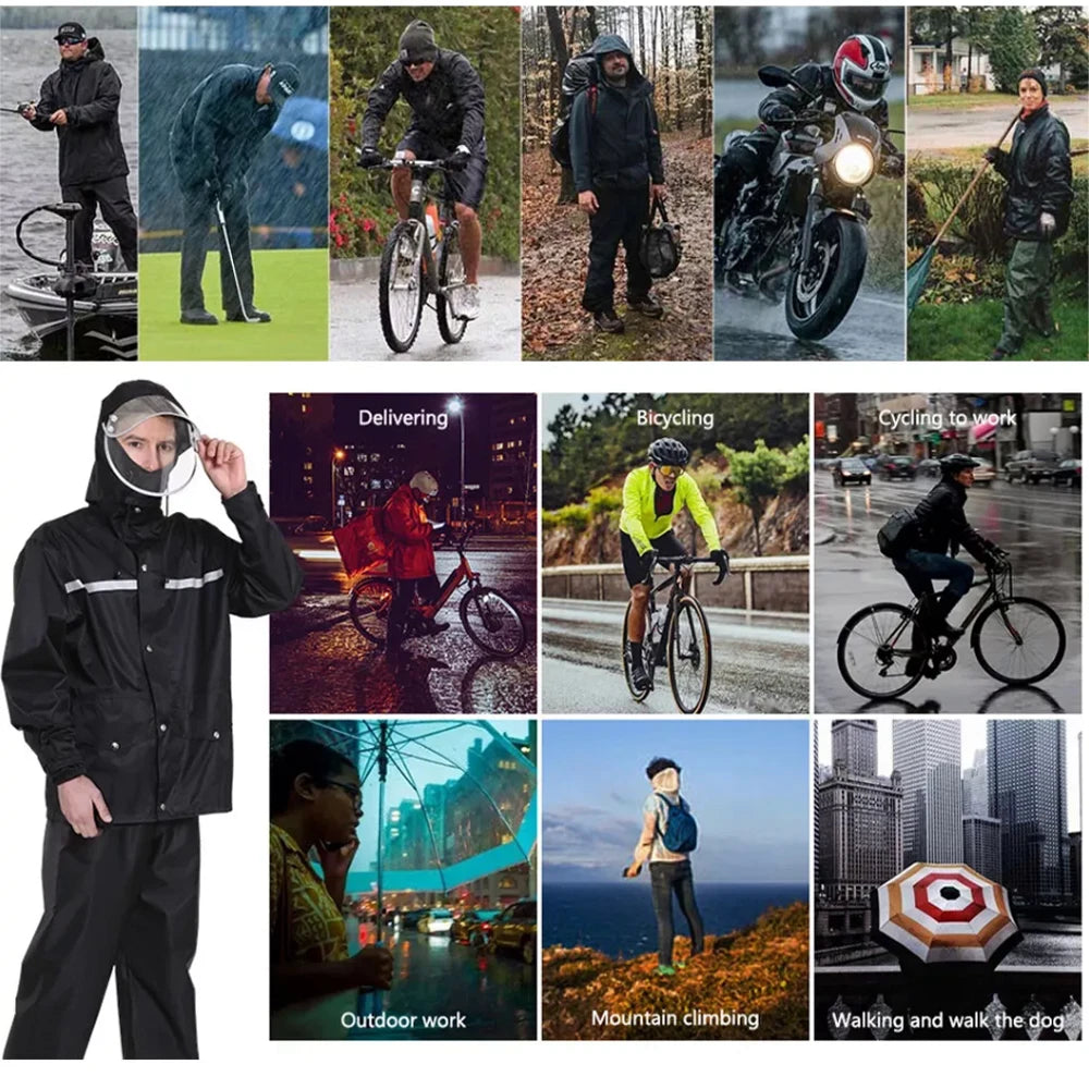 Rain Suit for Men Women Jackets Pant Gear Waterproof Motorcycle Hivis Raincoat