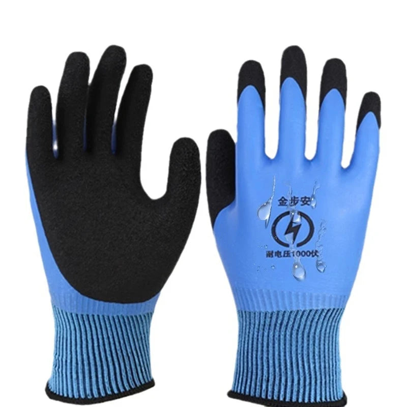 New 1 Pair Withstanding Voltage 1000V High Elasticity Glove Safety Protective Blue Electrician Insulating Gloves