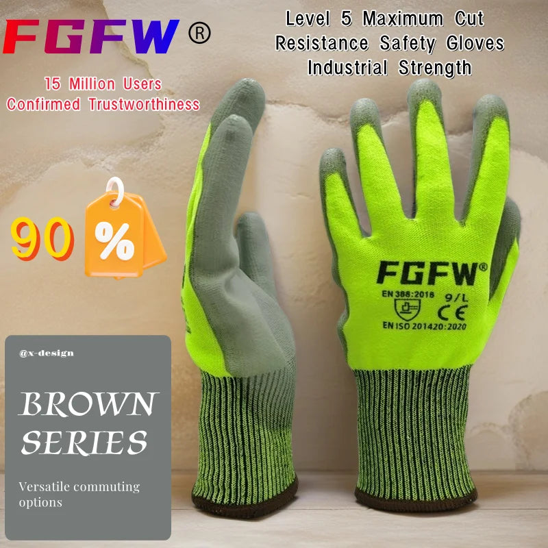 3 Pairs Military-Grade Level 5 Cut Resistant Gloves EN388/CE/ISO - HPPE Fiberglass, Anti-Slip Grip, Breathable for Industrial Sa