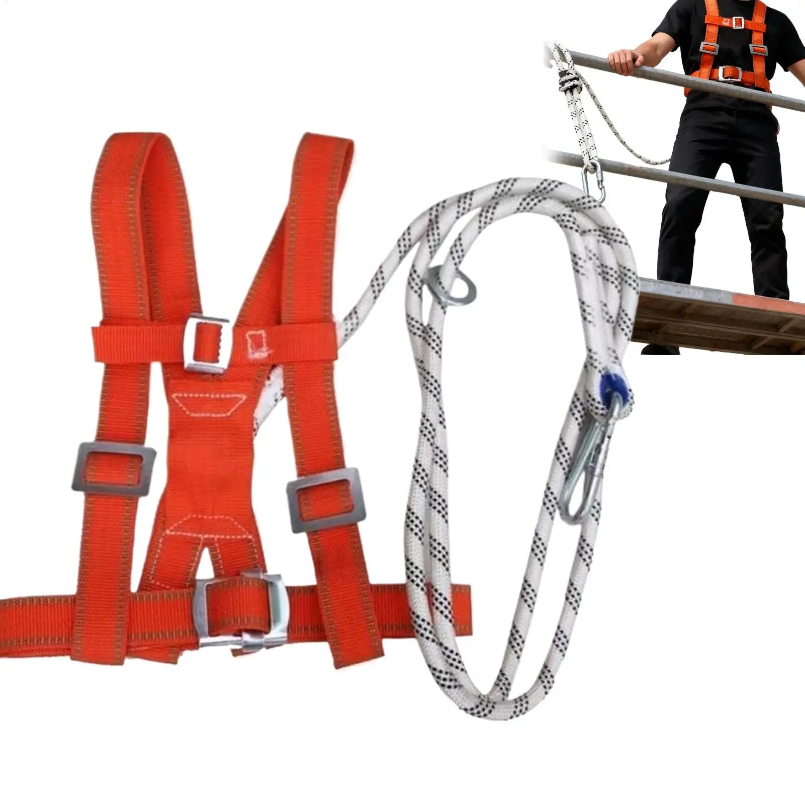 Adjustable Safety Harness Fall Protection, Double-Strap Full Body Harness for Window Cleaning, Warehouse, Construction & Work