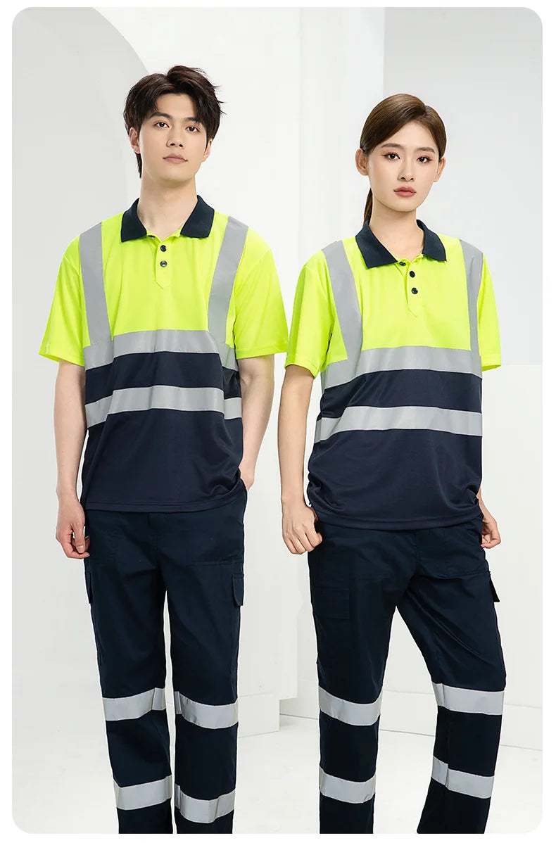 Hi Vis safety work clothes polo shirt safety Cargo pants work trousers Mechanic's repairman Working Shirt with trousers Coverall