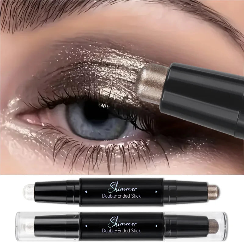 1PC Shimmer Double Head Eyeshadow Stick, Colorful, Waterproof, Easy Blend, for Stage Makeup and Music Festivals