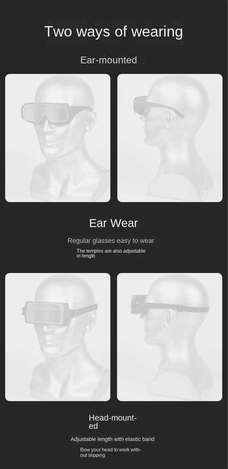 True Color Smart Auto Darkening Welding Goggles with Clear Inner Lenses Solar Welder Eyes Glasses Anti-glare Welder Glasses