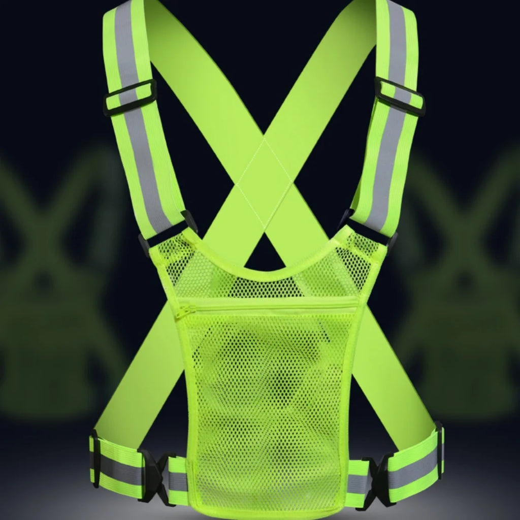 Adjustable Reflective Safety Vest High Visibility Safety Jacket with Strap for Night Work Running Bicycle