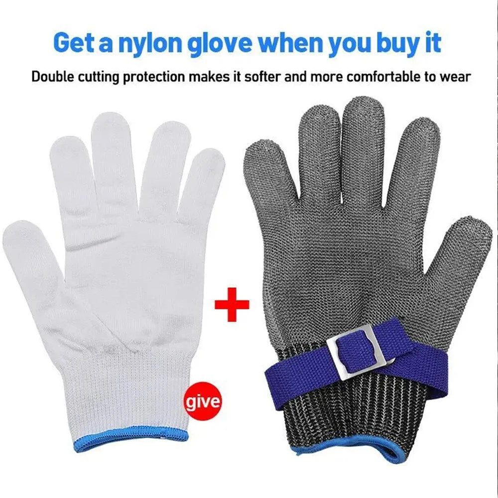 Stainless Steel Gloves Anticut Safety Cut Resistant Hand Protective Metal Glove Meat Mesh For Butcher Wire Knife Proof Cut Glove