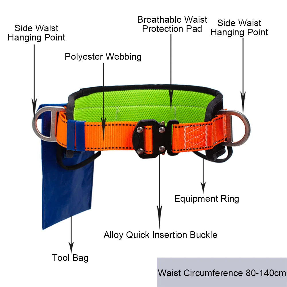 Single Waist Work Safety Belt High-altitude Work Harness Outdoor Rock Climbing Electrician Construction Protective Safety Rope
