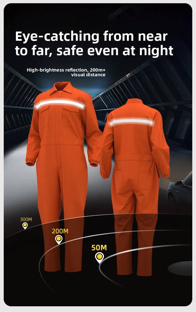 Men's reflective overalls, wear-resistant and dirt-resistant, shipyard workshop construction safety and labor protection overall