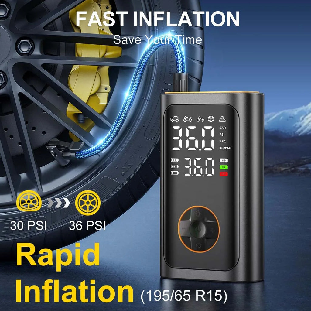 Tire Inflator Portable Air Compressor - Fast Inflation Cordless Air Pump for Car Tires, 150PSI Electric Bike Tire Pump