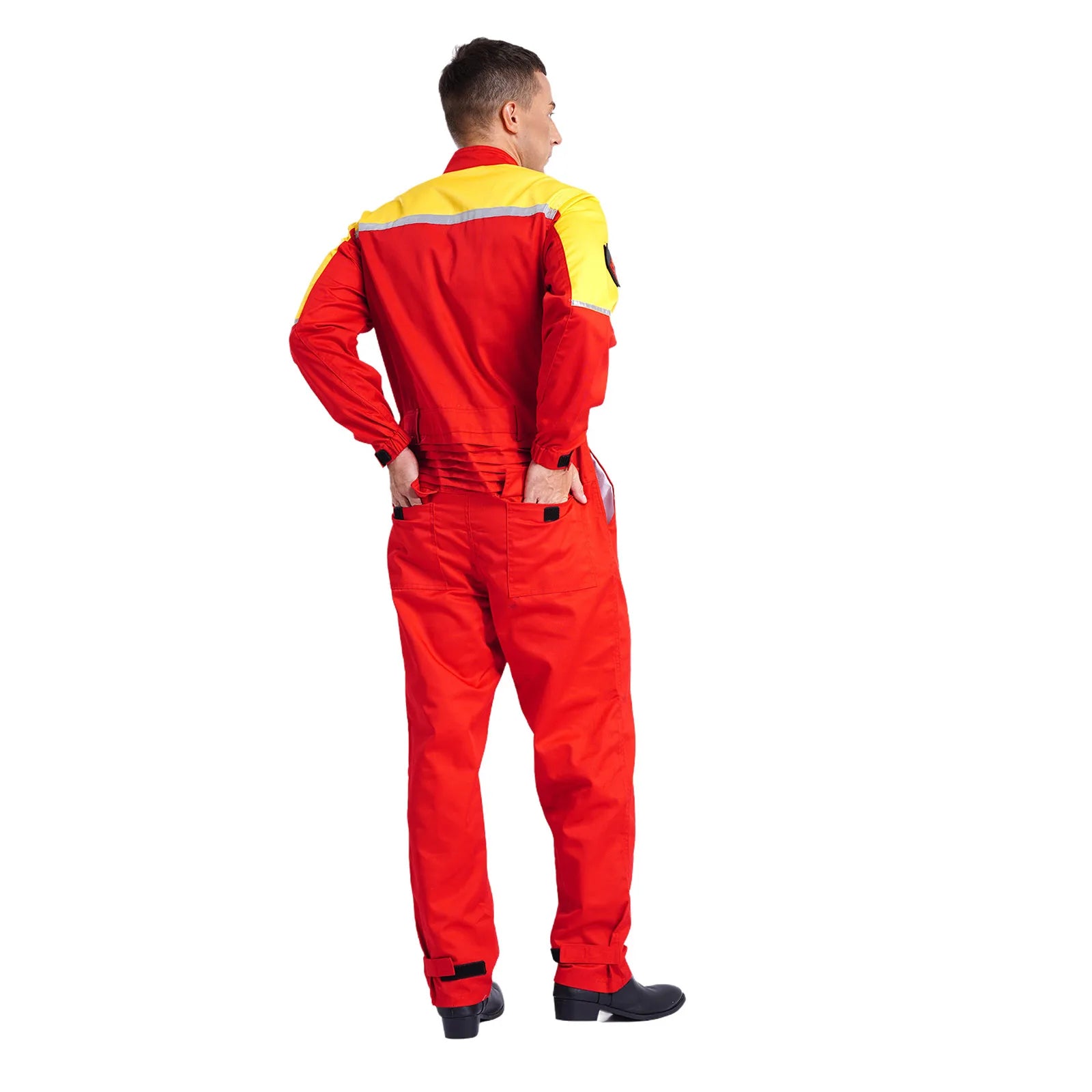 Mens Wear Resistant Anti-static Protective Jumpsuit Workwear Multi-pocket Reflective Straps Full-body Coveralls Workshop Uniform