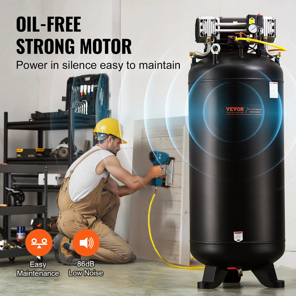 VEVOR 80 Gallon Air Compressor 6.5HP 145PSI Oil Free Air Compressor Ultra Quiet Compressor for Industrial Sites Auto Repair