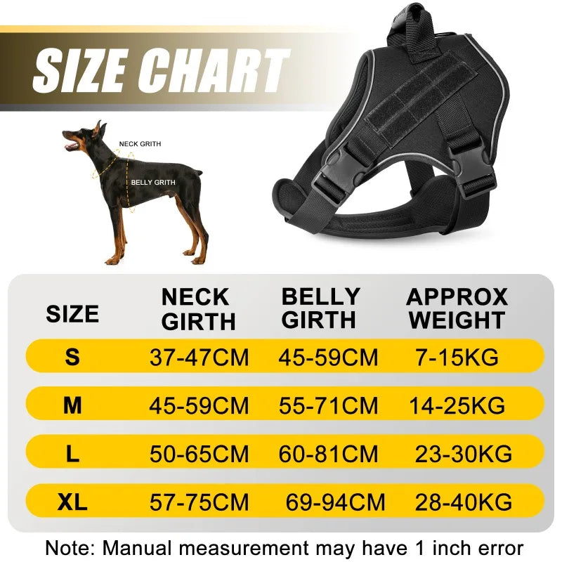 Dogs Harnesses Pet Tactical Breathable Chest Strap Leash Dog Vest Night Reflective Anti-Break