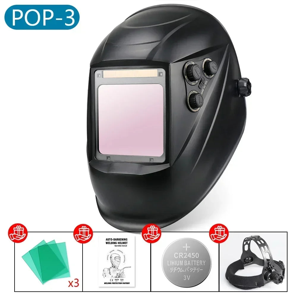 Welding Mask 1/1/1/1 Auto Darkening Welding Helmet 100x97mm Large View TRUE Color 4 Sensors for MIG MAG MMA Welder Machine