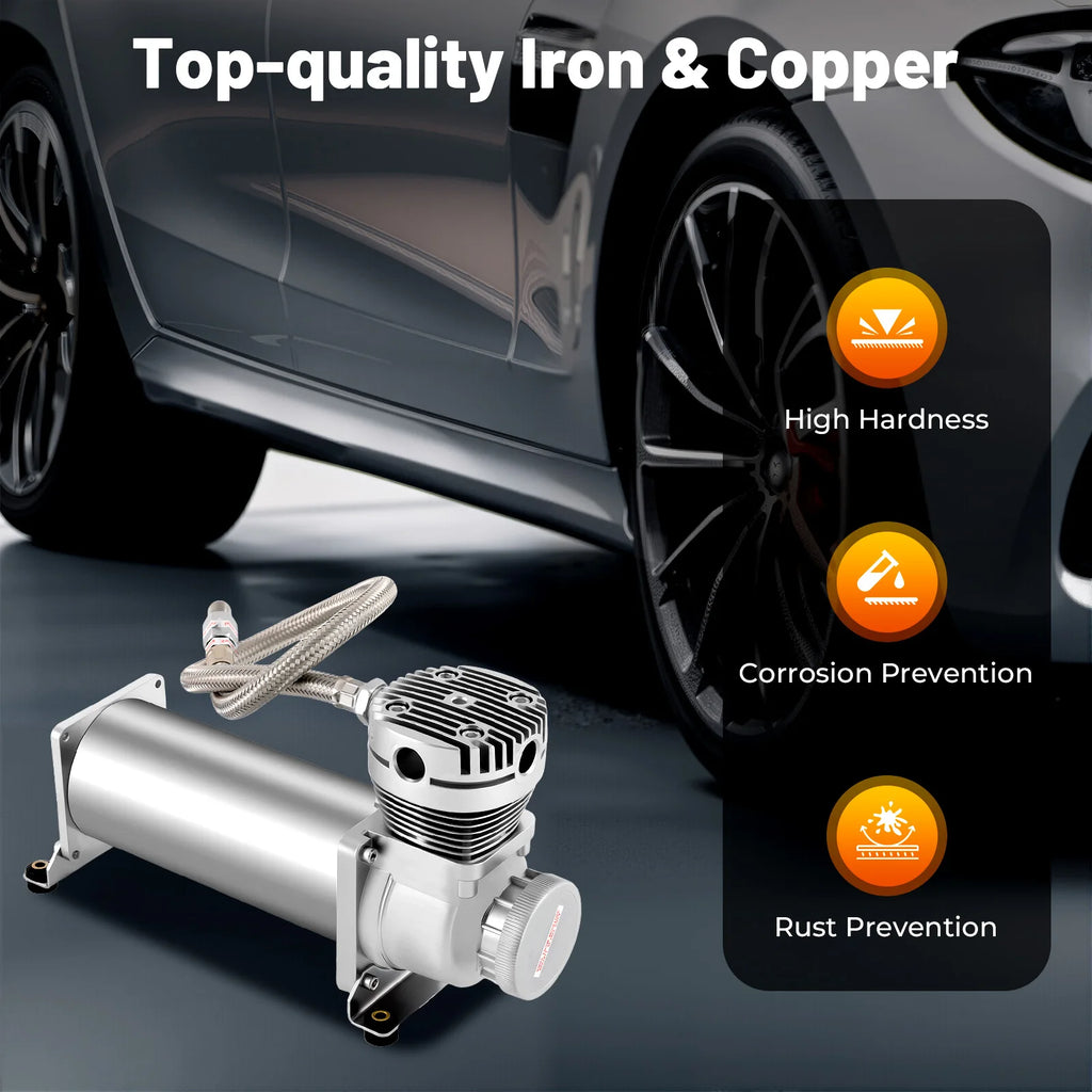 12V 200PSI Portable Air Compressor Kit 1.8CFM Air Ride Suspension Compressor Onboard Air Compressor for Tire Inflation