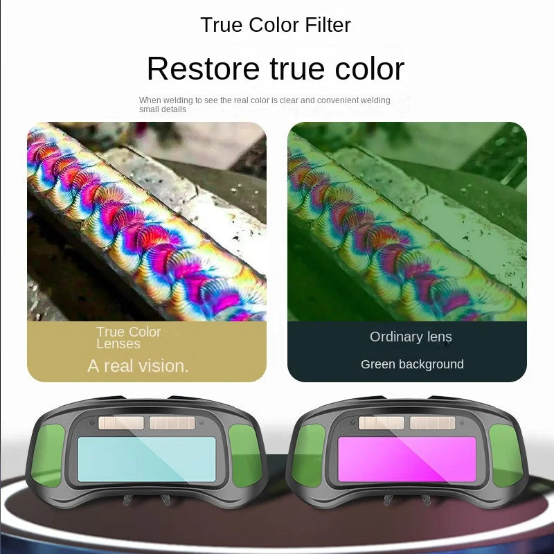 True Color Smart Auto Darkening Welding Goggles with Clear Inner Lenses Solar Welder Eyes Glasses Anti-glare Welder Glasses