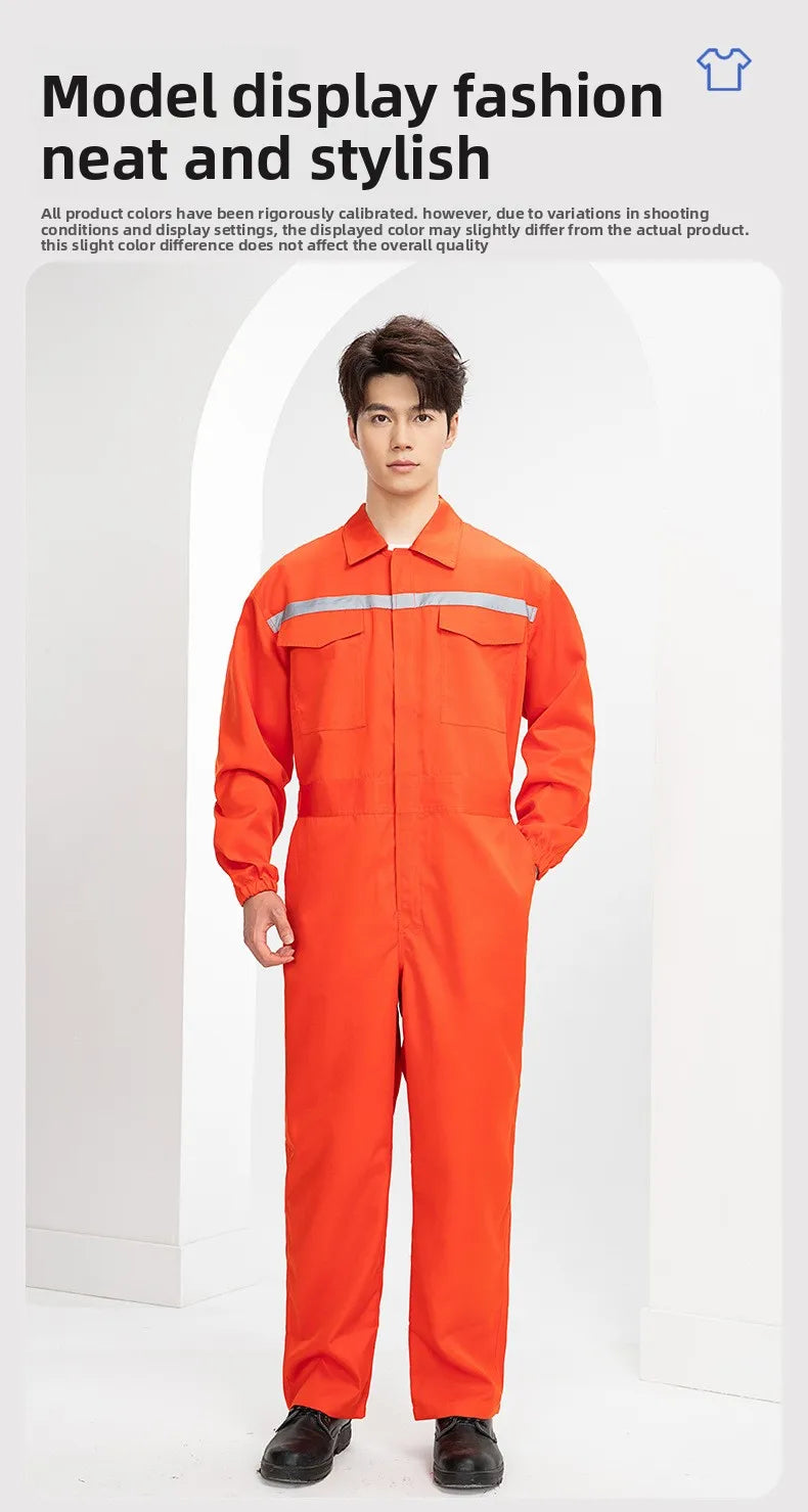 Men's reflective overalls, wear-resistant and dirt-resistant, shipyard workshop construction safety and labor protection overall