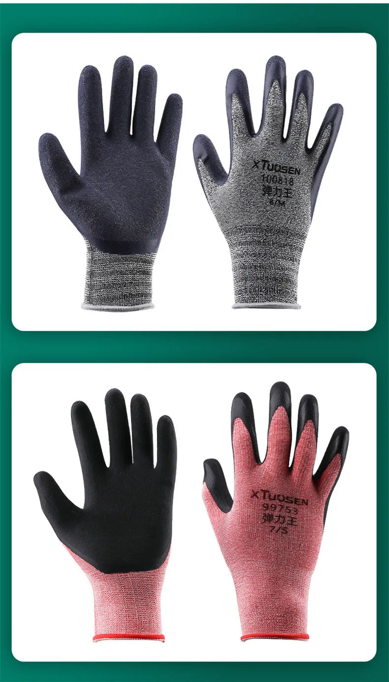 Heavy Duty Work Gloves, High Wear-Resistant Rubber Palm with Anti-Slip Grip, Thermal Fleece Lined for Cold Weather Jobs