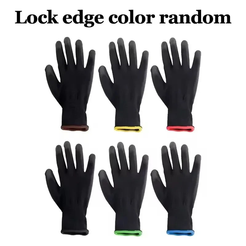 6/12/18PCS PU Coating Gloves Anti-Slip Multi-scenario Nylon PU Work Gloves Safety Durable Gardening Machinery Automotive Repair