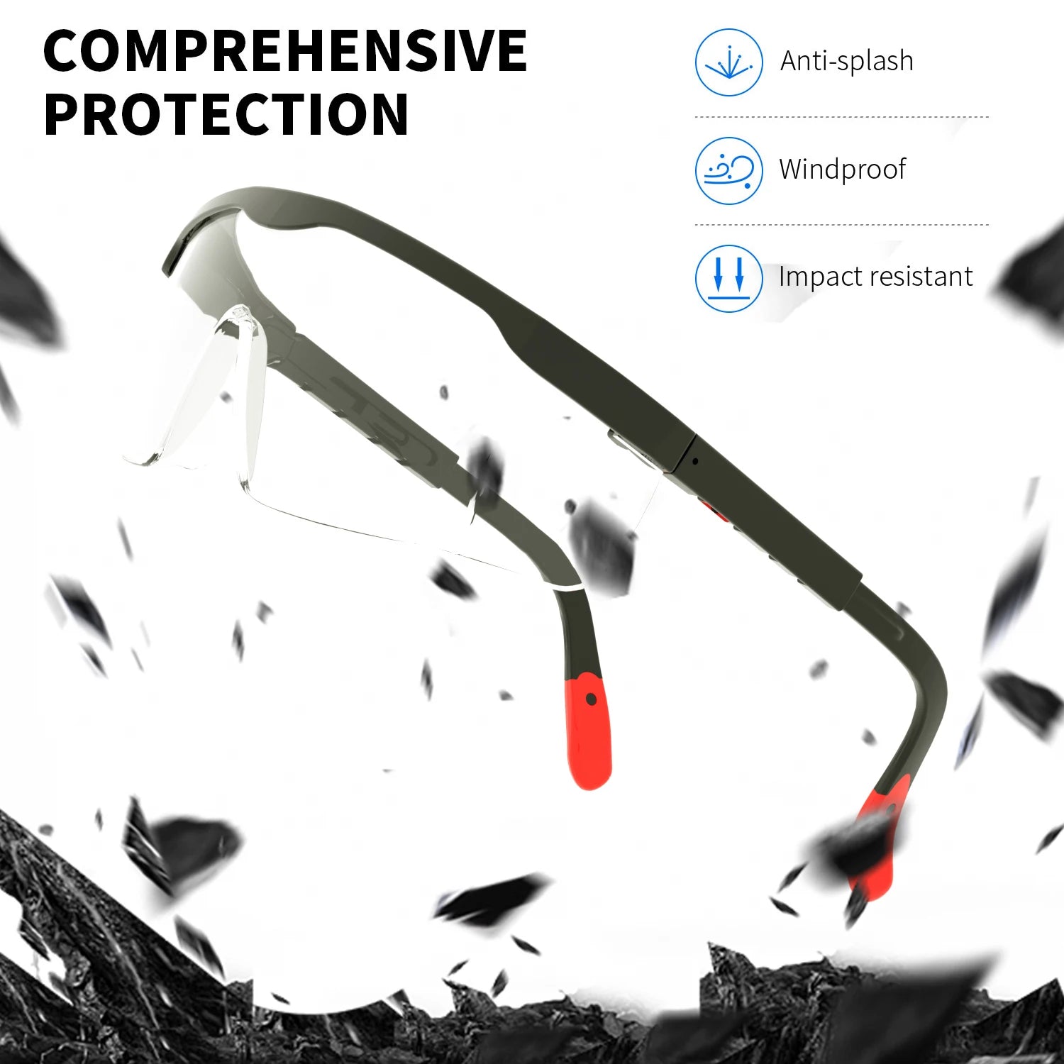 Safety Glasses Dustproof EN166 Ansi Z87 Prescription Goggles Fashion Eyewear Anti Fog Clear Spectacles Rubber Leg Eye Protection