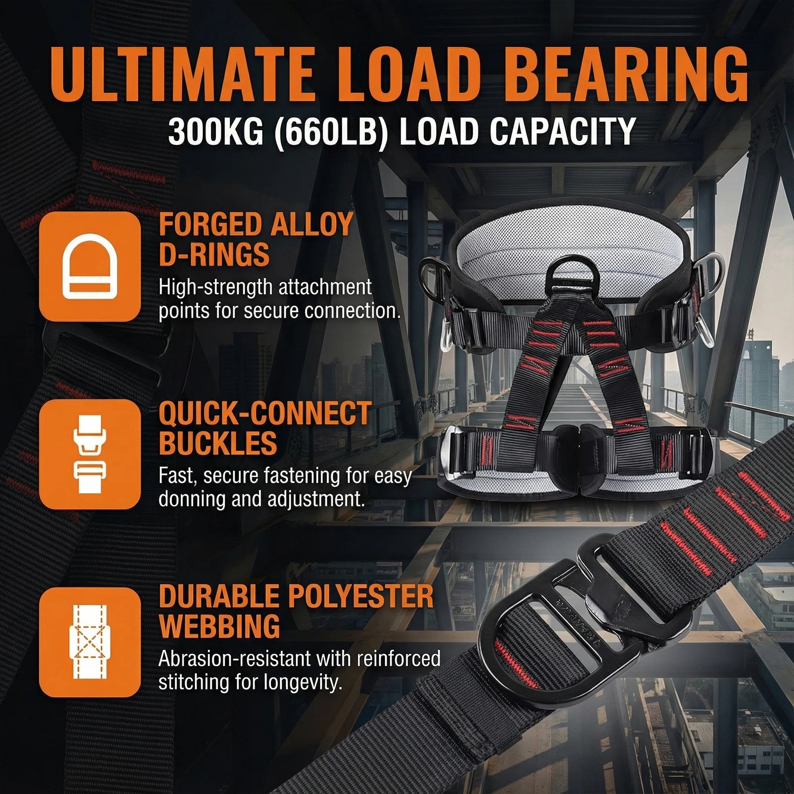 Adjustable Climbing Harness for Women and Men Protect Waist Safety Harness for Roofing Fire Rescuing Rock Climbing Tree Climb