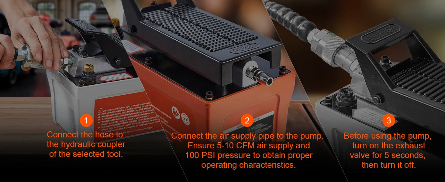 SucceBuy Air Hydraulic Pump 10,000 PSI 1/2 Gal Reservoir Foot Actuated Air Treadle for Auto Body Frame Machines and Pulling Post