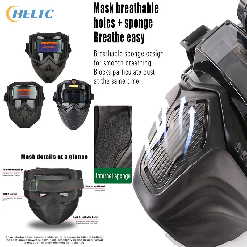 Auto Darkening Welding Helmet Welder Protector Helmet Detachable Welding Mask Head-mounted Breathable Welding Protector Helmet