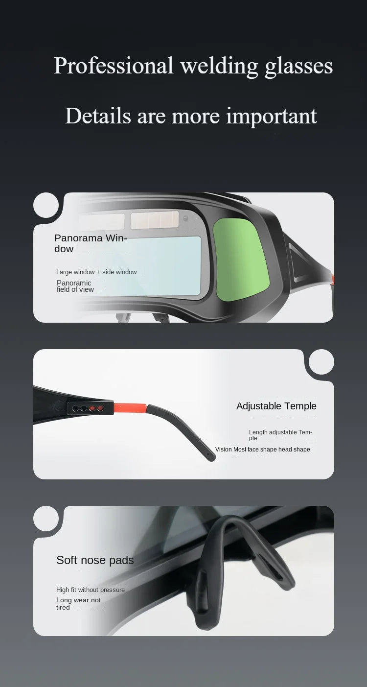 True Color Smart Auto Darkening Welding Goggles with Clear Inner Lenses Solar Welder Eyes Glasses Anti-glare Welder Glasses
