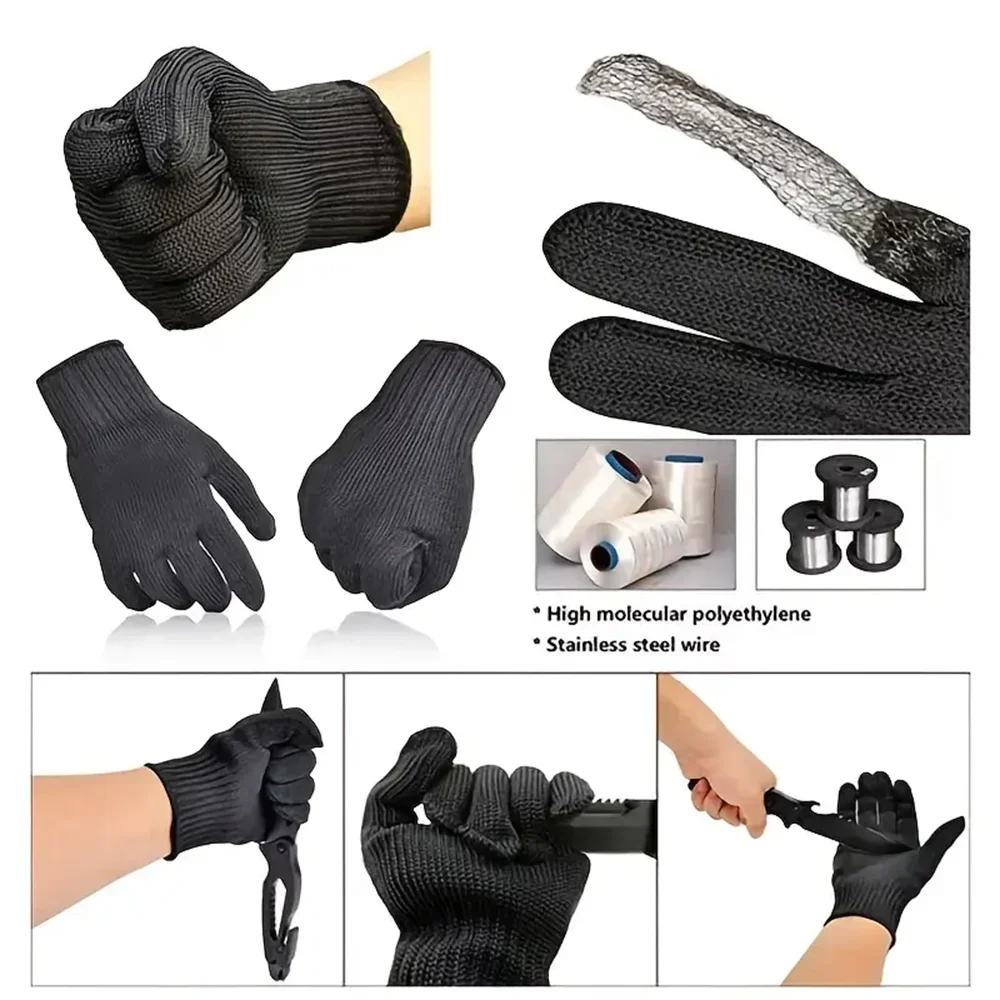 1 Pair Cutproof Protective Gloves Stainless Steel Wire Cut Resistant Bird Training Anti-Bite Work Safety Gloves Level 5 HPPE