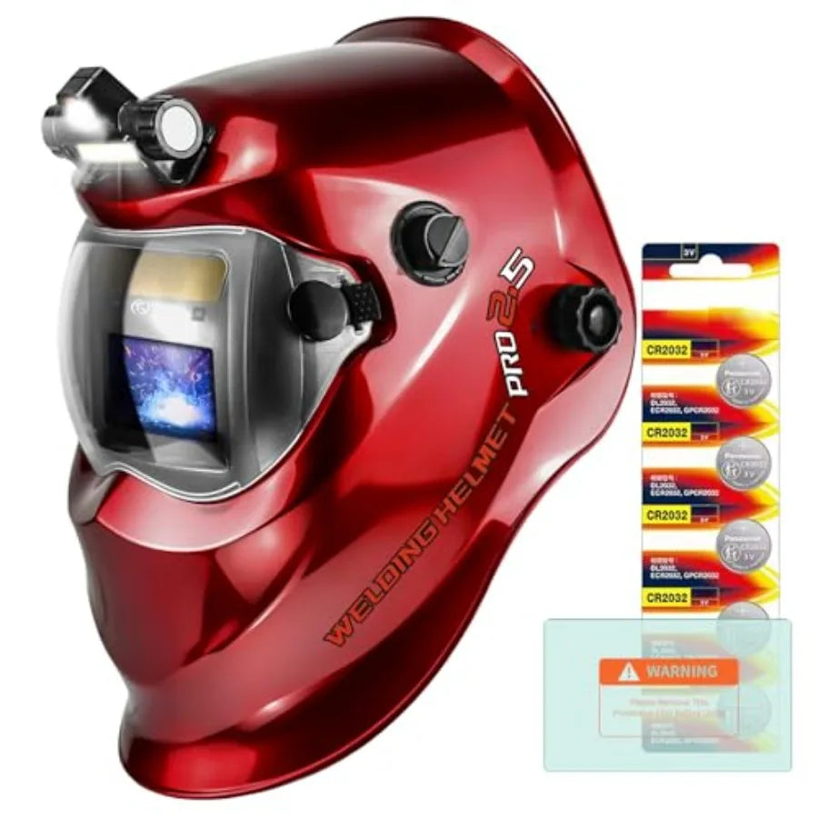 Auto Darkening Welding Helmet with Light Solar Powe True Color Welding Hood 2 Arc Sensor Wide Shade 9-13 Welding Mask with Extr