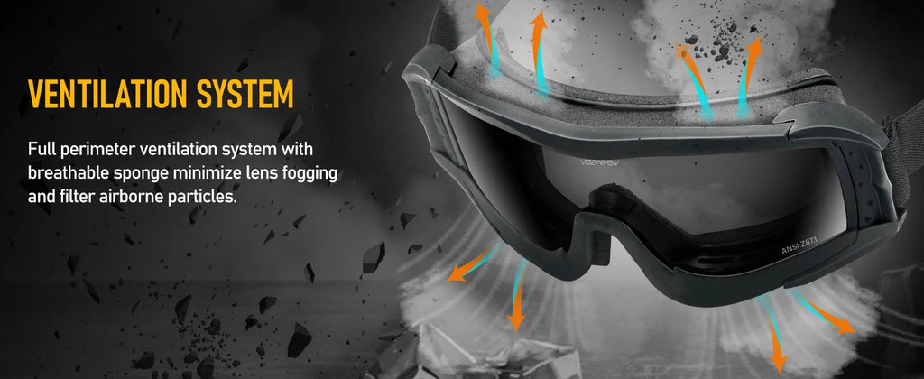 Vozapow Professional Shooting Glasses Anti Fog Impact Resistant Safety Sunglasses UV400 Mountaineering Airsoft Tactical Goggles