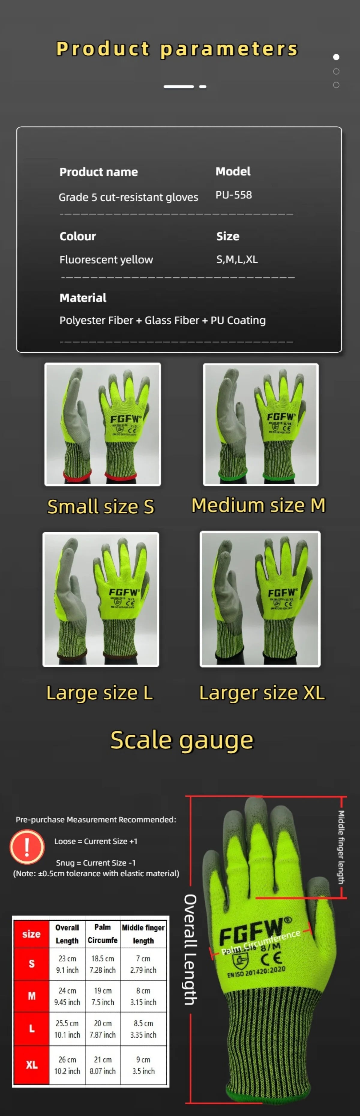 3 Pairs Military-Grade Level 5 Cut Resistant Gloves EN388/CE/ISO - HPPE Fiberglass, Anti-Slip Grip, Breathable for Industrial Sa