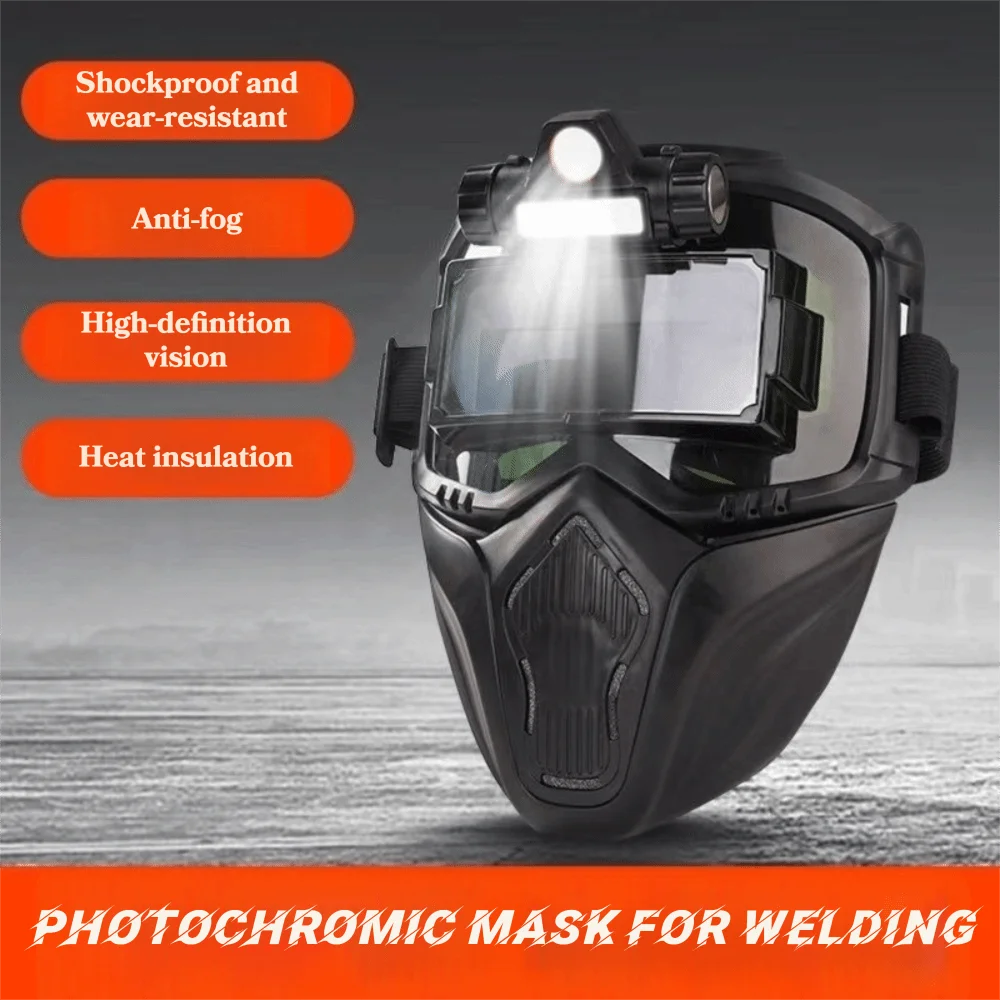 Auto Darkening Auto Darkening Welding Helmet Integrated Type Equipped with Headlights Welding Mask Adjustable Band Split Type
