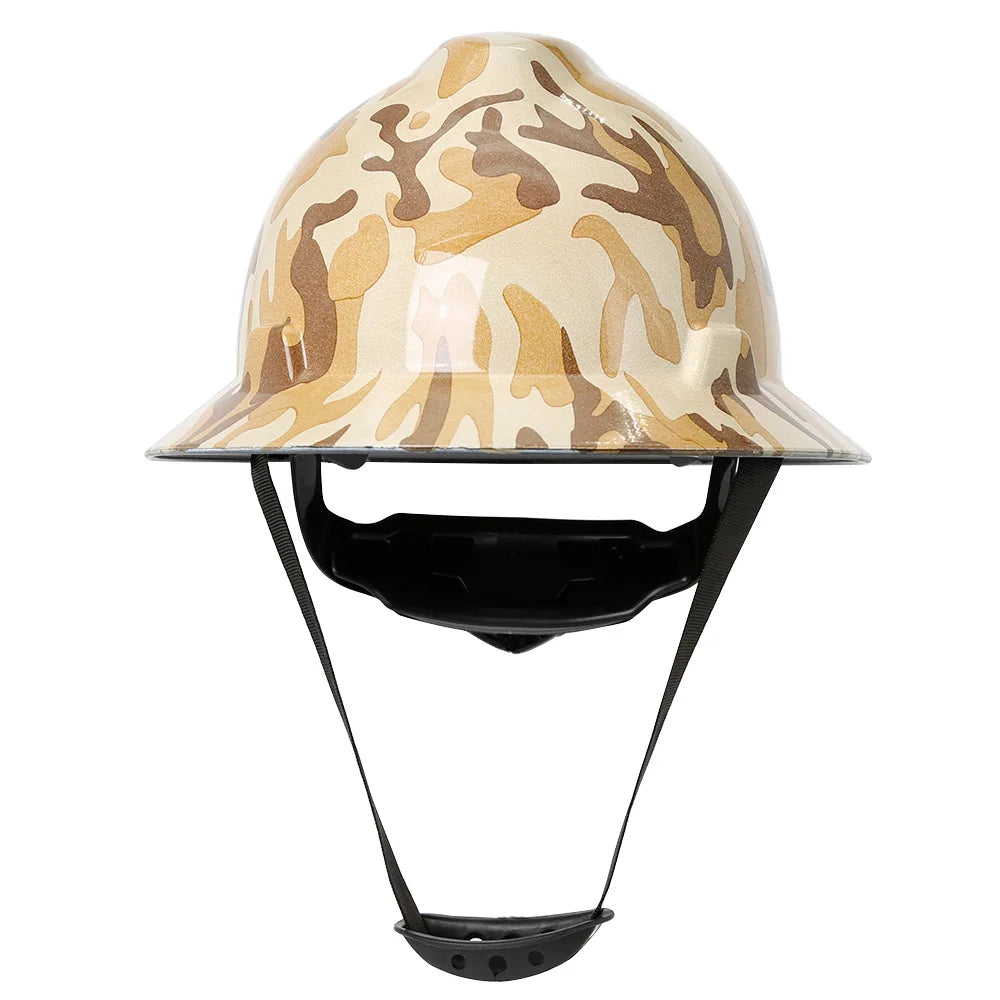 Camouflage Safety Helmet Full Brim Protective Hard Hat Outdoor Construction Sun Shade Hat High Strength Railway Metallurgy Mine