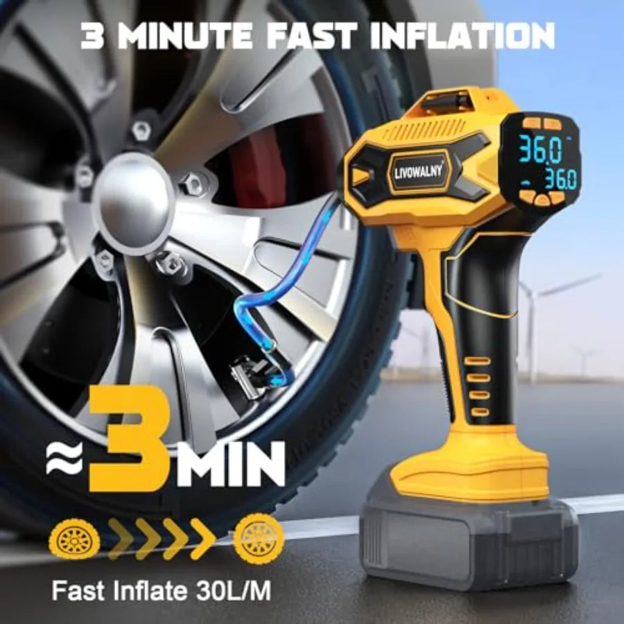 Tire Inflator Air Compressor Compatible with DeWalt 20V Battery Power, 160PSI Cordless Portable Electric Air Pump with Digital