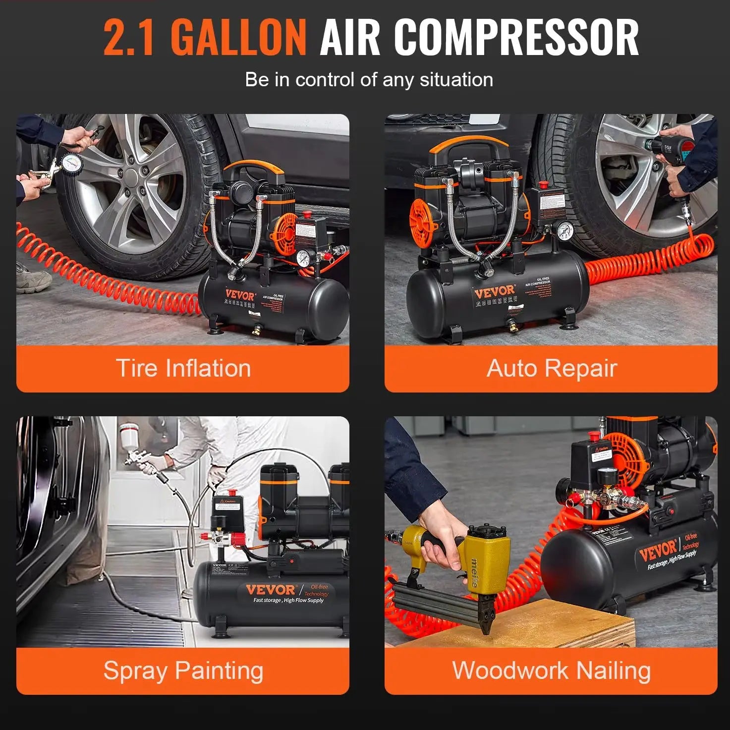 Venor Silent Air Compressor - Quiet, Oil-Free & Portable