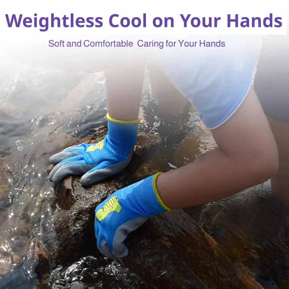 Kids Durable Waterproof Garden Work Gloves Non-Slip Children Safety Yard Work Gloves Portable Garden Supplies Gardening Gloves