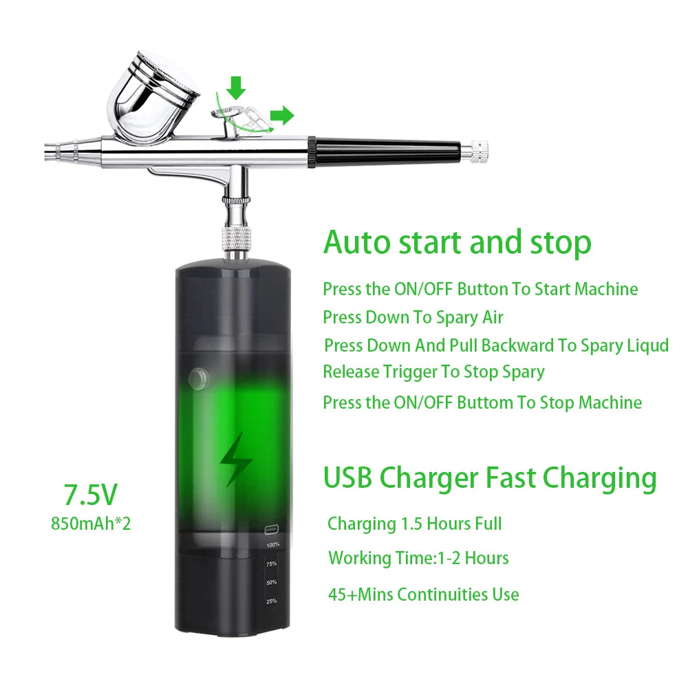 Rechargeable Wireless Cake Decoration Powerful Tools Mini Air Brush Painting Decorating Airbrush Tan Master Compressor Kits