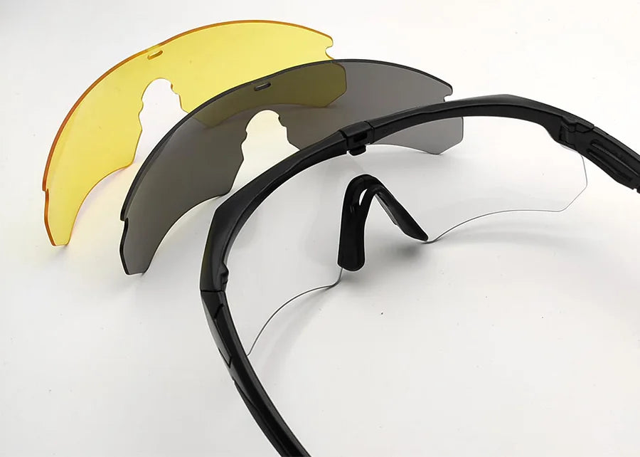 Tactical Eyewear Eye Protection Goggles Unisex Shooting Glasses with 3 Interchangeable Lens Airsoft Goggle for Outdoor Sports