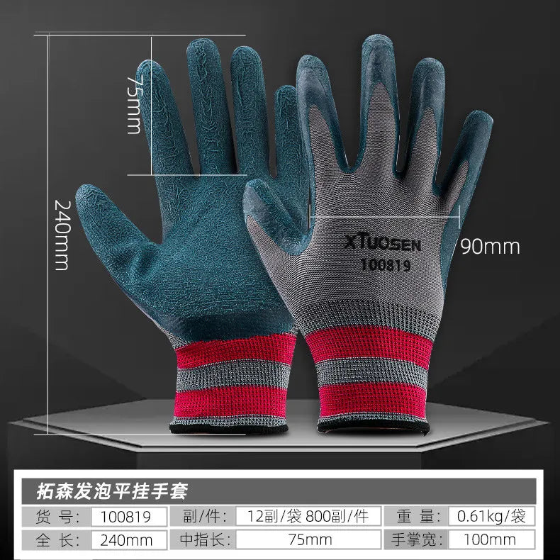 Heavy Duty Work Gloves, High Wear-Resistant Rubber Palm with Anti-Slip Grip, Thermal Fleece Lined for Cold Weather Jobs