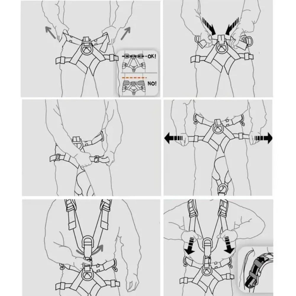 Climbing Harness Adjustable Fall Protection Harness Detachable Fall Harness For Men Tree Climbing Gear Safety Hunting