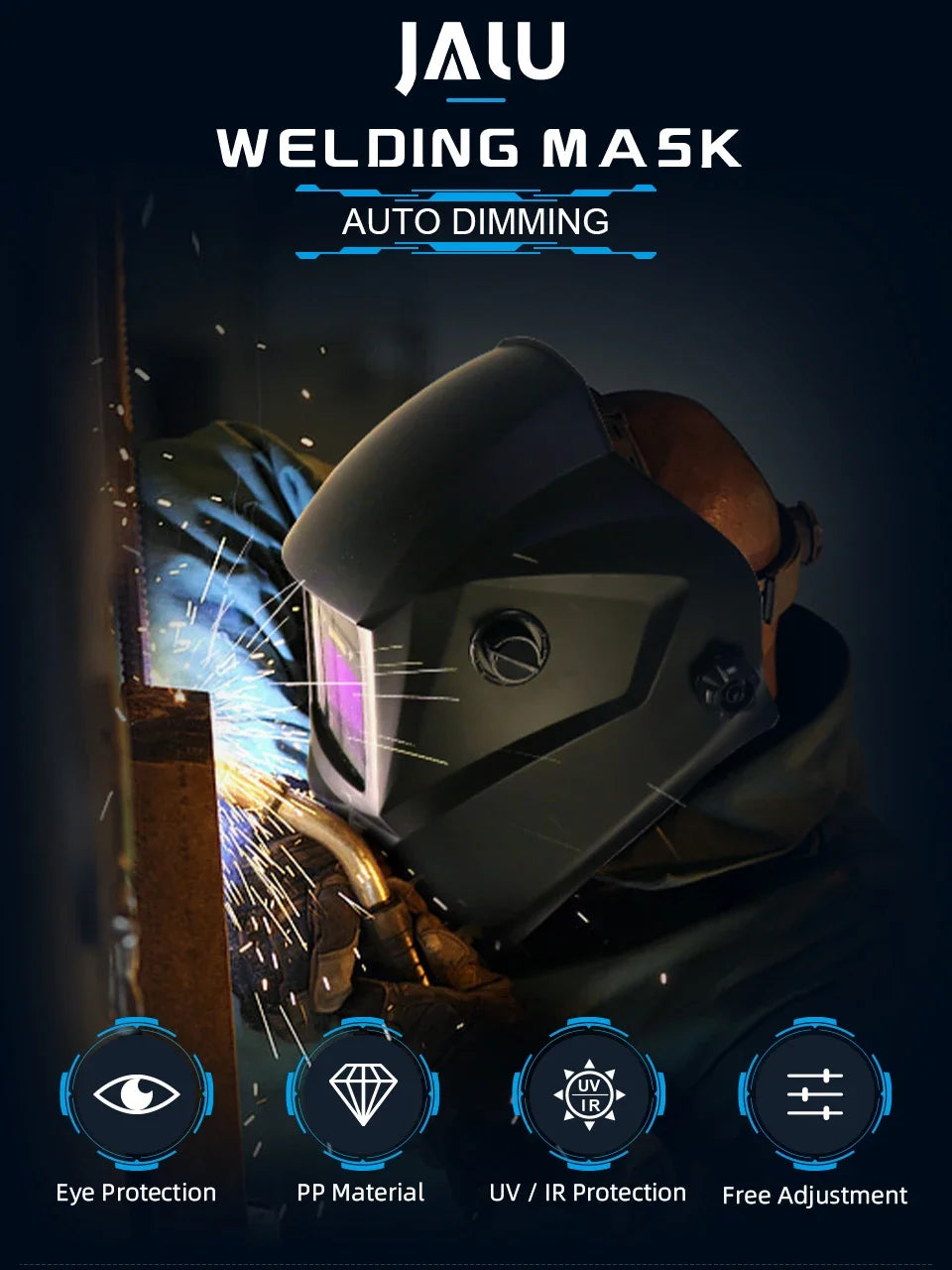 DIN4/9-13 1/25000s Mma Welder Protect Mask Helmet Welding Mask Mascara Soldar Battery Grinding Welding Helmet Solar Cell Cap