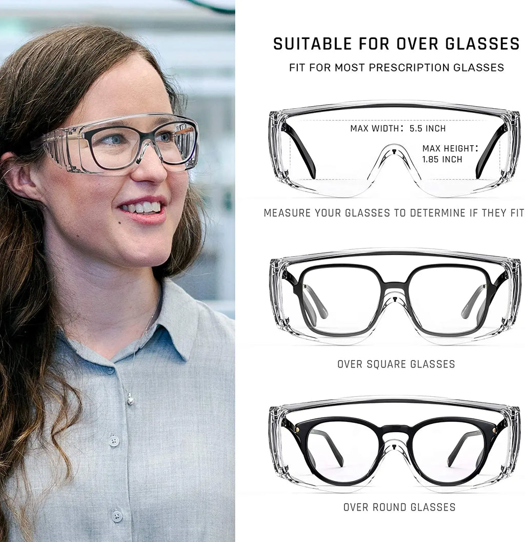 Clear Safety Glasses, Splash Proof Goggles with Anti Fog, Lab Protective Goggles, Lightweight Protective Eyewear Over Glasses Im