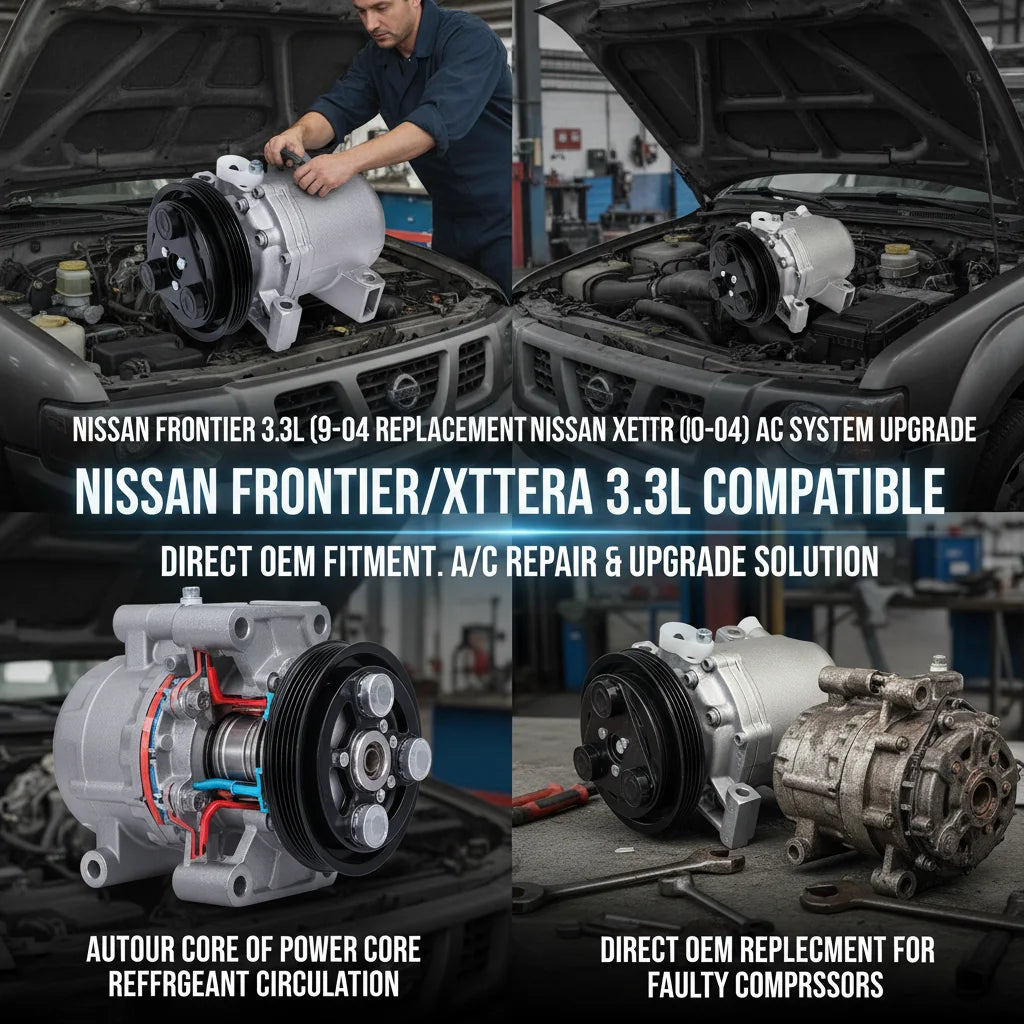A/C Compressor With Clutch CO 10386C, Replacement for 99-04 Nissan Frontier 3.3L & 00-04 Xterra 3.3L, 12V