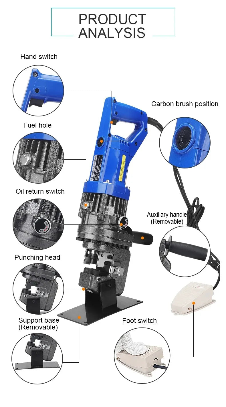 MHP20 Portable Electric Punching Machine Hydraulic Small Angle Iron Channel Steel Copper And Aluminum Plate Punching Machine