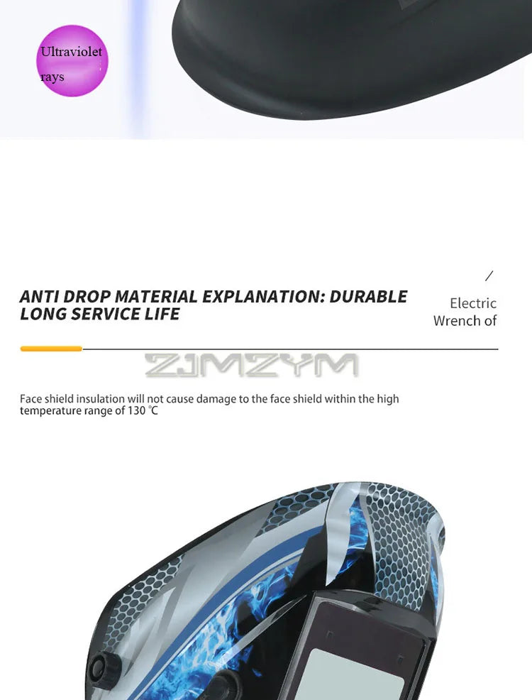Large View Welder Protect Mask Automatic Dimming Welding Facemask 4 Sensors Solar Cell Powered Grinding Welding Cutting Helmet