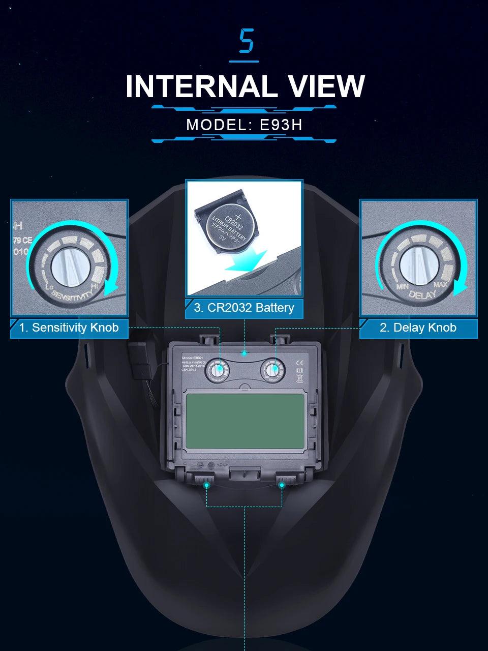 Welding mask Solar Automatic Li battery Electric DIN4/9-13 TIG MIG Welding helmet Auto Darkening Welding Mask
