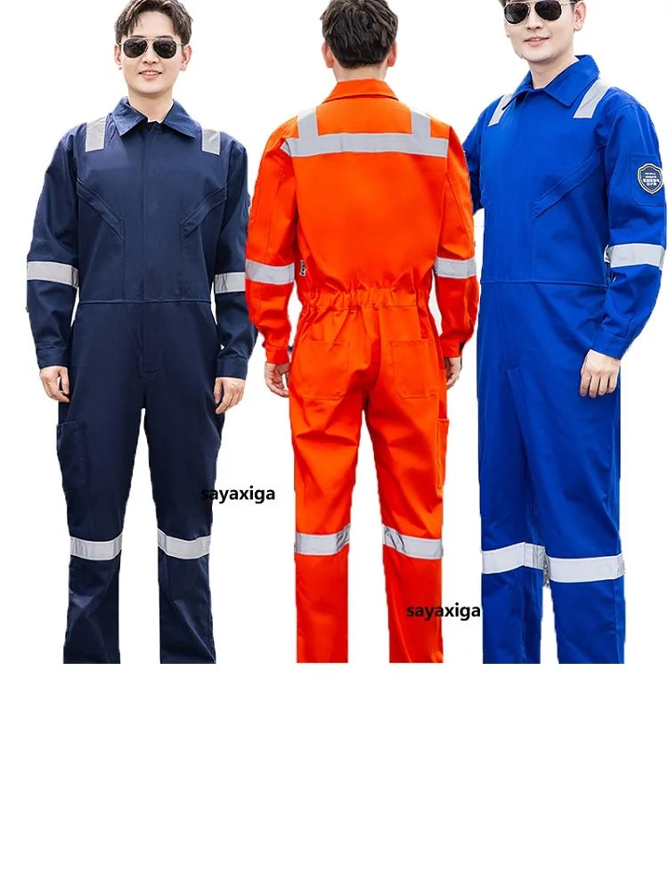 High Temperature Resistant Uniform Anti-static Flame Resistant Coveralls Hi Vis Safe Clothing Cotton Work Overall Welding Suit