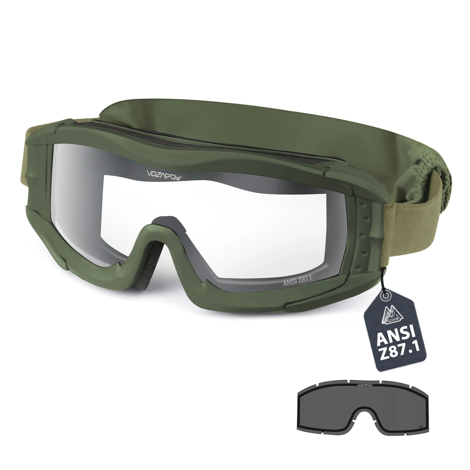 Vozapow Professional Shooting Goggles Anti Fog ANSI Z87.1 Safety Airsoft Tactical Glasses Motorcycle Mountaineering Sunglasses